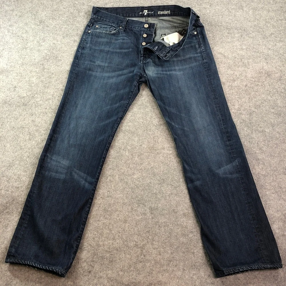 7 For All Mankind Mens Jeans 34x30 Blue Standard Fit Straight Leg Dark Wash